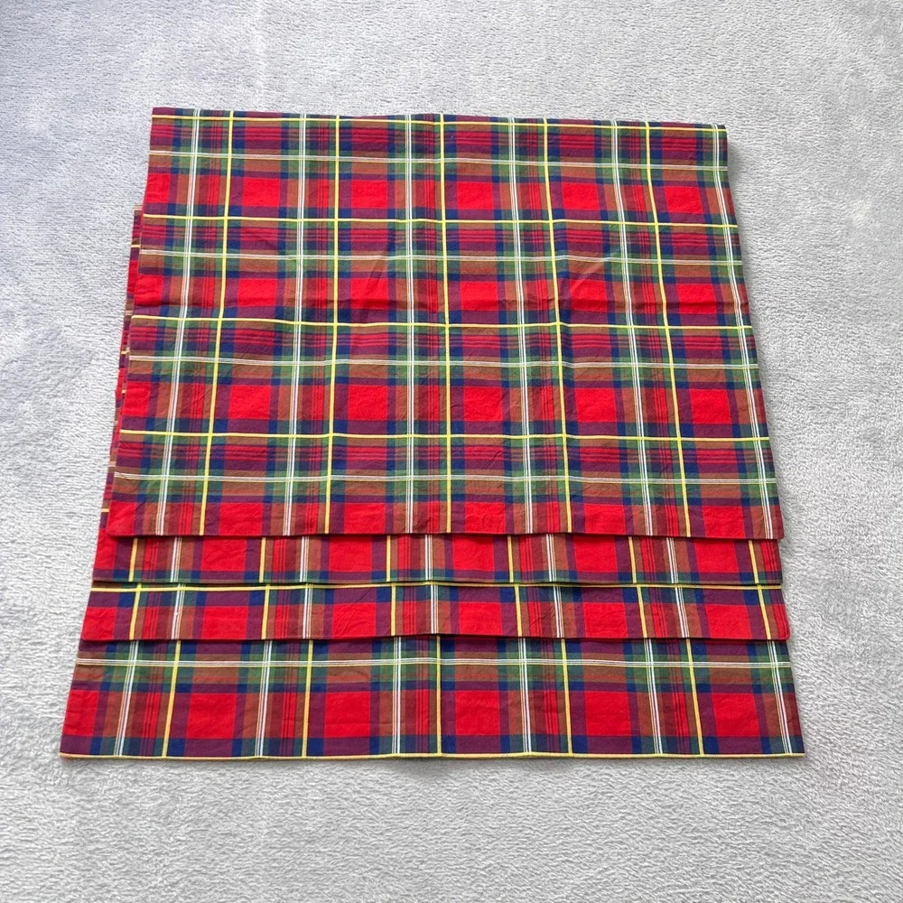 Pottery Barn Tartan Plaid Standard Pillow‎ Shams Set of 2 Red Cotton Holiday